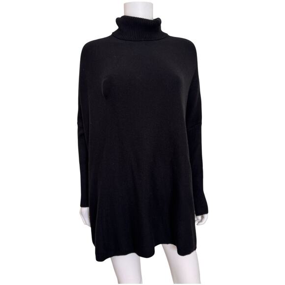 NEW JOSEPH A. Black Turtleneck Pullover Poncho Sweater Size M - Picture 4 of 7
